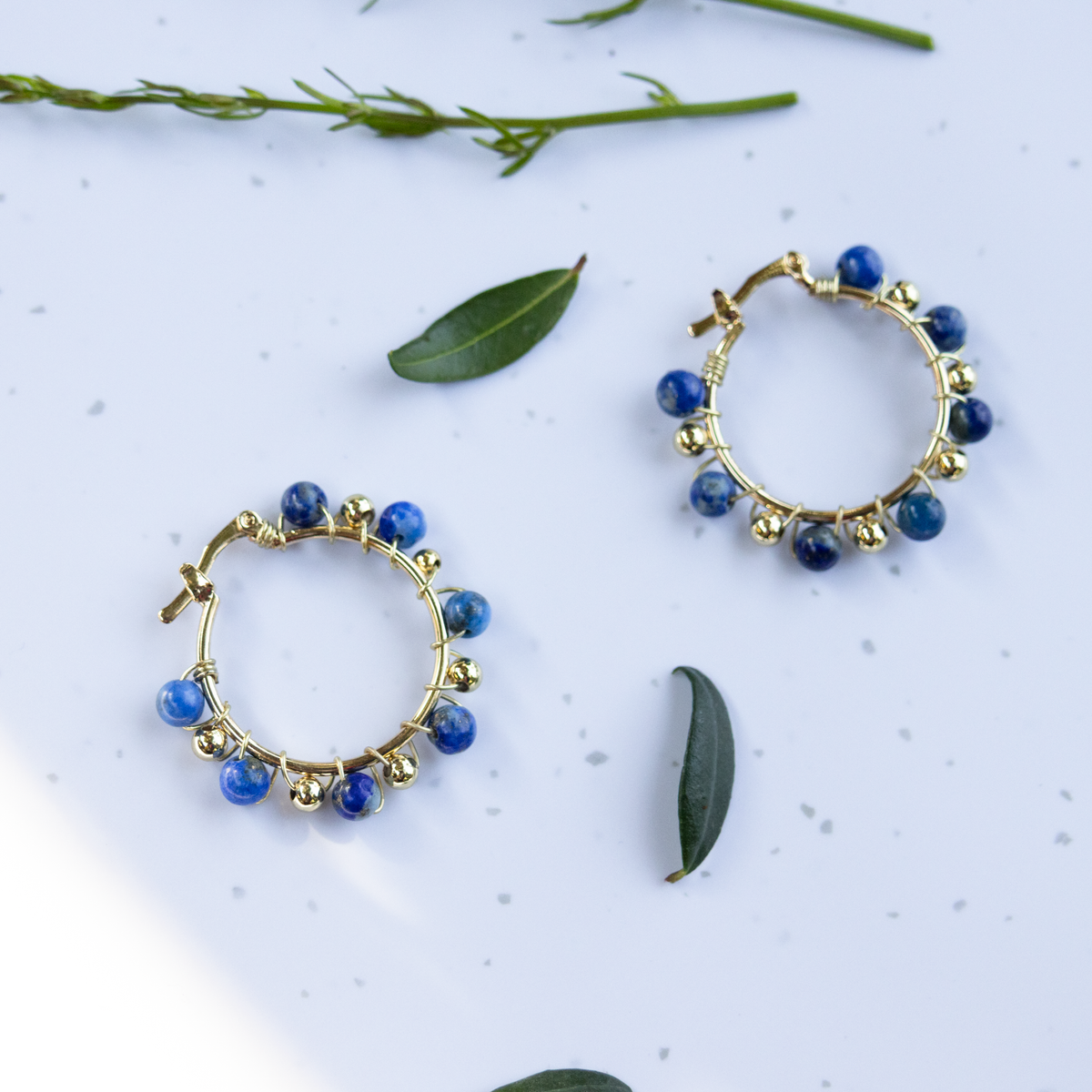 Argollas Enredadera Oro Lapislázuli