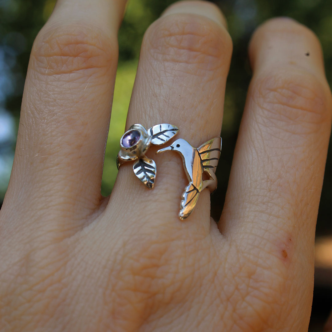 Anillo Picaflor Amatista