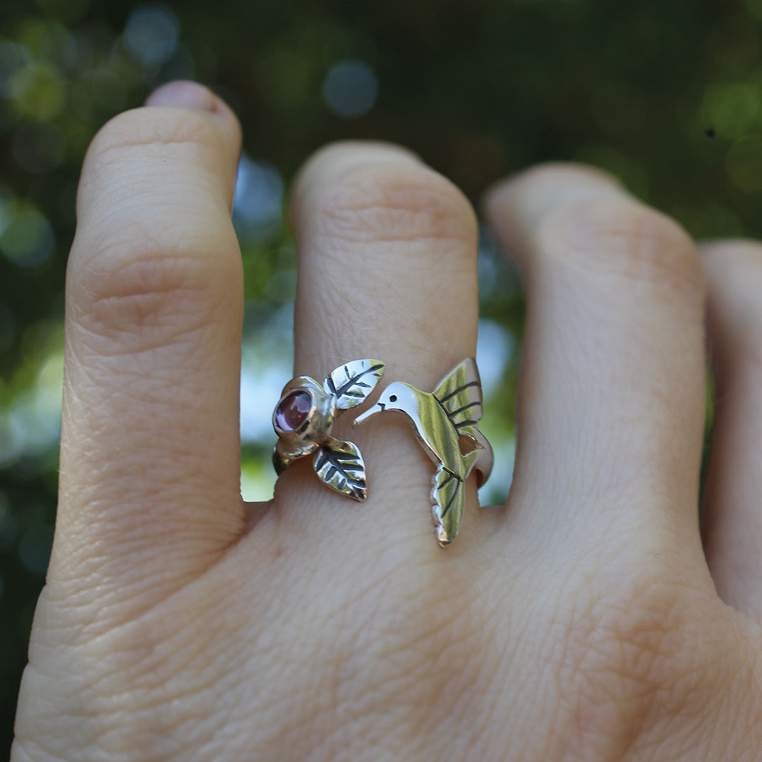 Anillo Picaflor Amatista